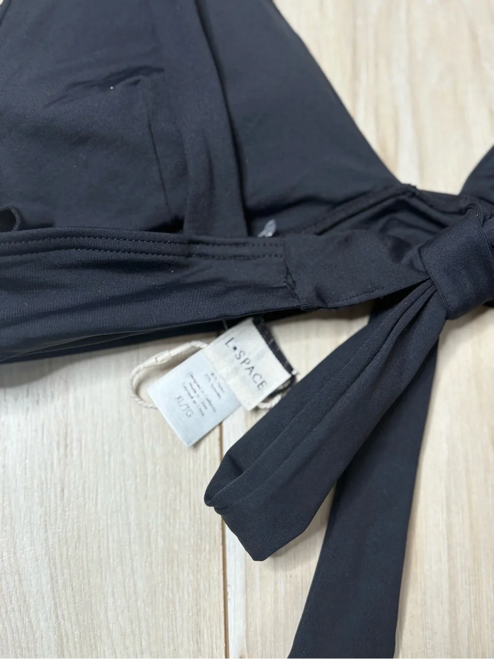 L*Space Black Triangle Bikini Top XL Tie Back Adjustable Swim Top Minimalist